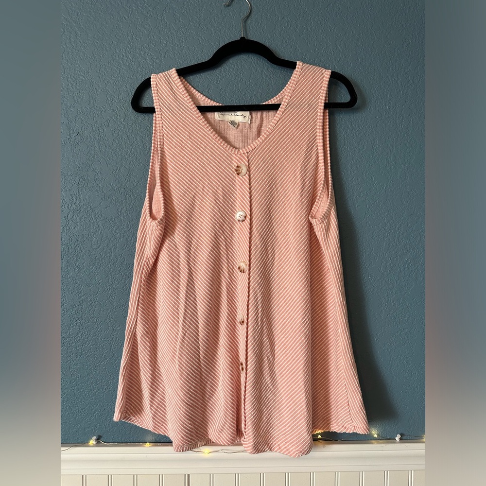 French Laundry pink and white striped tank top